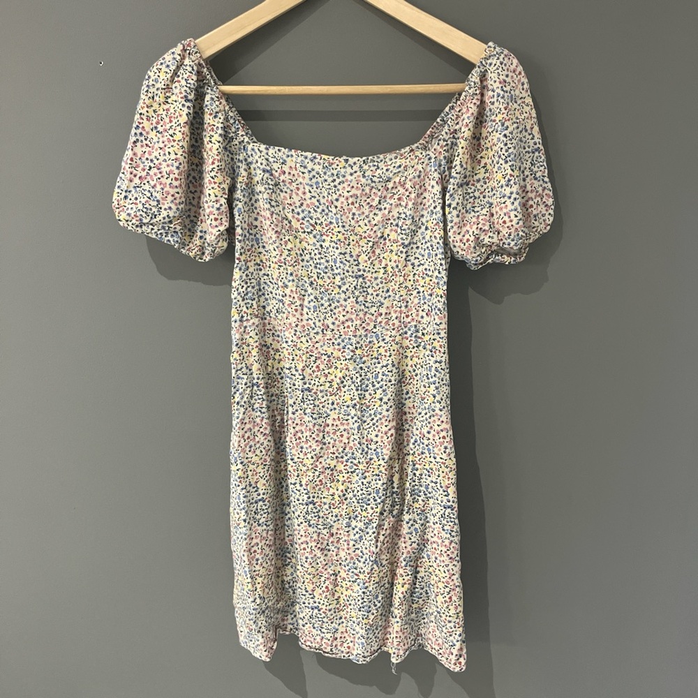 Simons Multicolor Puff Sleeve Mini Dress